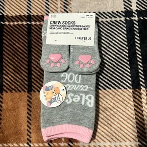 Blessed and dog obsessed pink and gray socks to match your dog!
